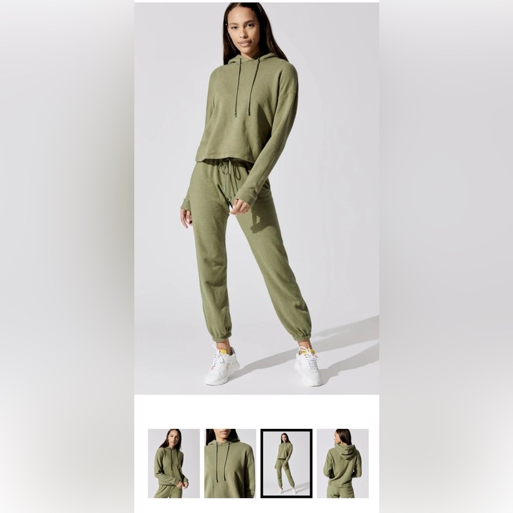 *sold locally 
DONNI. Vintage fleece basil and jade jogger and hoodie set